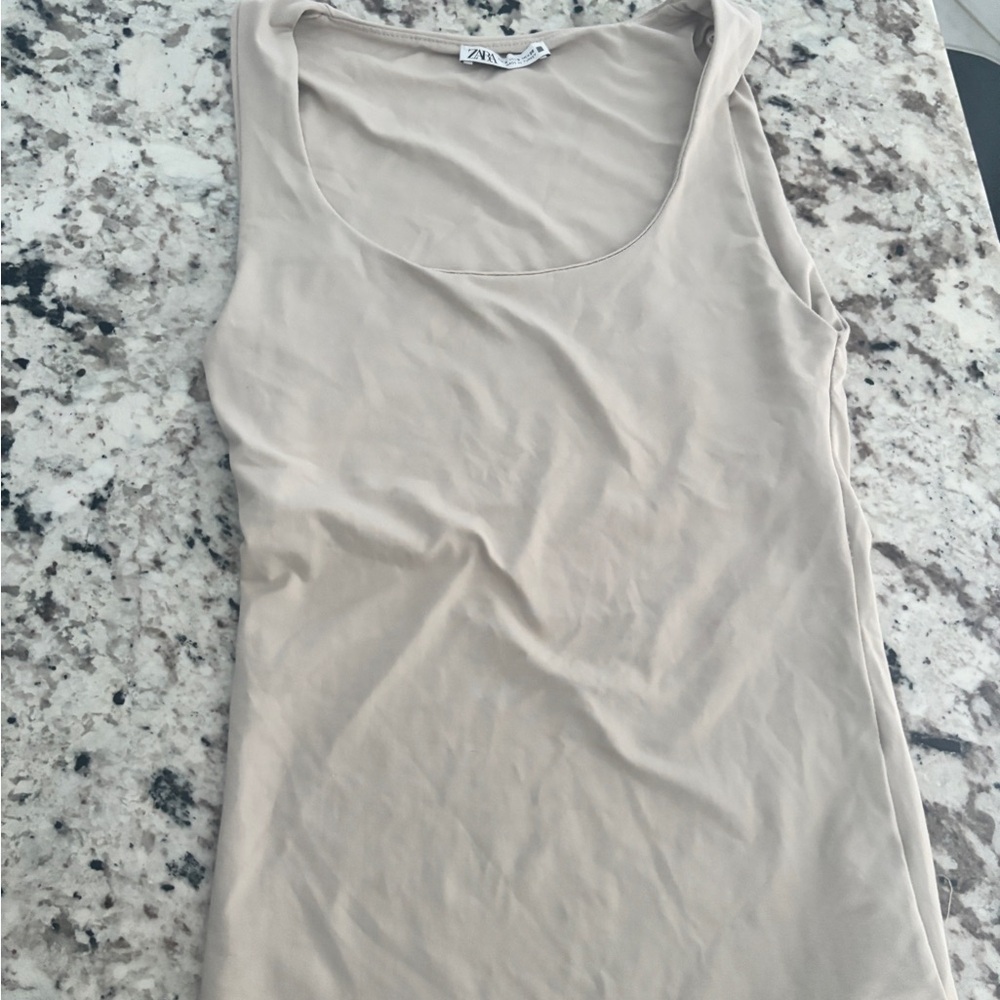 Zara Tan Cream Fitted Tank Top
